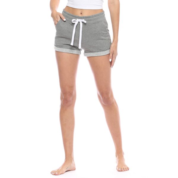 Urban Look Womens Stretch French Terry Casual Lounge and Workout Sweat Shorts (Large, A H Grey)