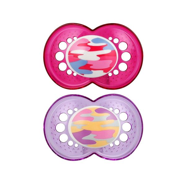 MAM Original Baby Pacifier, Nipple Shape Helps Promote Healthy Oral Development, Camo Girl, 16+ (Pack of 2)