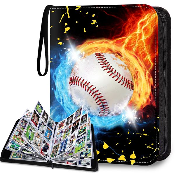 TsuiWah Baseball Card Binder 900 Pockets Trading Card Binder with Sleeves,Sports Card Binder 9 Pocket Collection Trading Card 3 Ring Albums Holder Organizer Protectors with Card Sleeves Binder Sheets