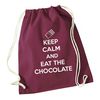 Flox Creative Maroon Drawstring Bag Keep Calm and Eat the Chocolate