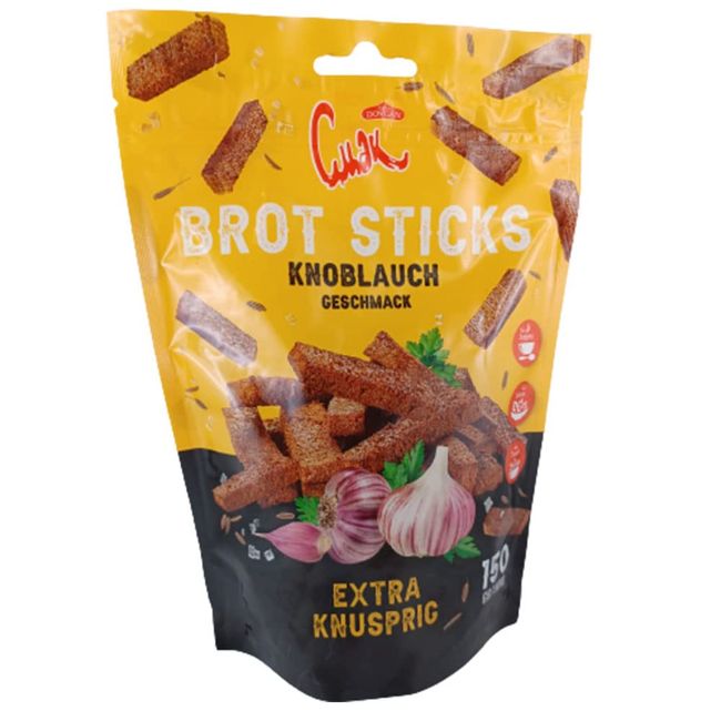 Dovgan Brot Sticks mit Knoblauchgeschmack 4er Pack (4 x 150g) Smak Brotsticks Croutons