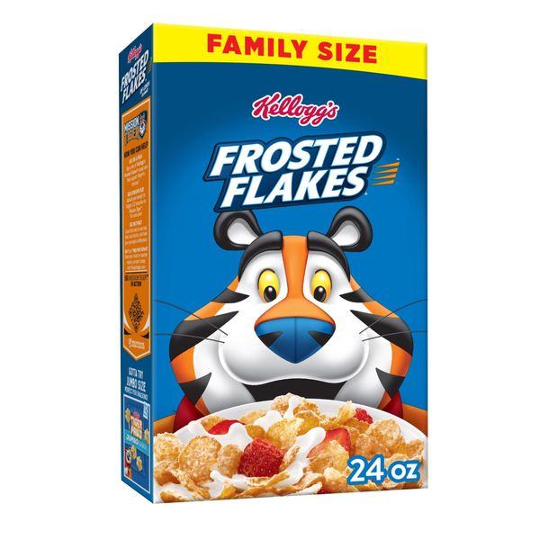 Kellogg's Frosted Flakes Breakfast Cereal, Kids Cereal, Family Breakfast, Family Size, Original, 24oz Box (1 Box)