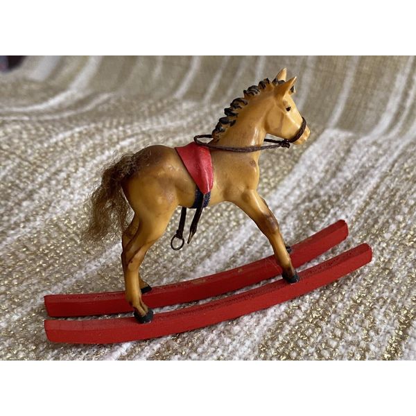 Vintage Miniature Plastic And Wood Rocking Horse