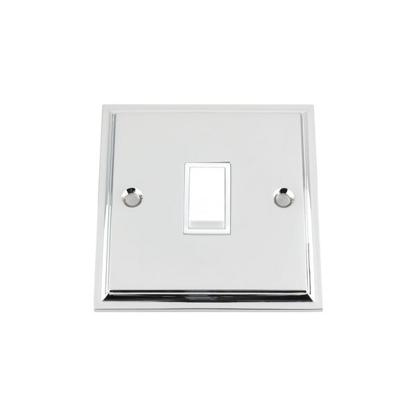Intermediate Switch 1 Gang - Polished Chrome - Victorian - White Insert Plastic Switch - 10 Amp Single 1 Gang