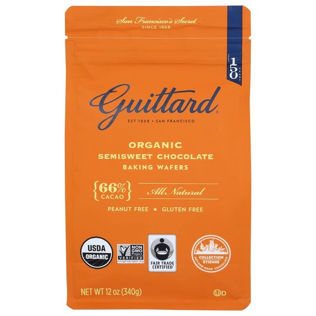 Guittard, Organic 66% Chocolate Baking Wafers, 12 Ounce