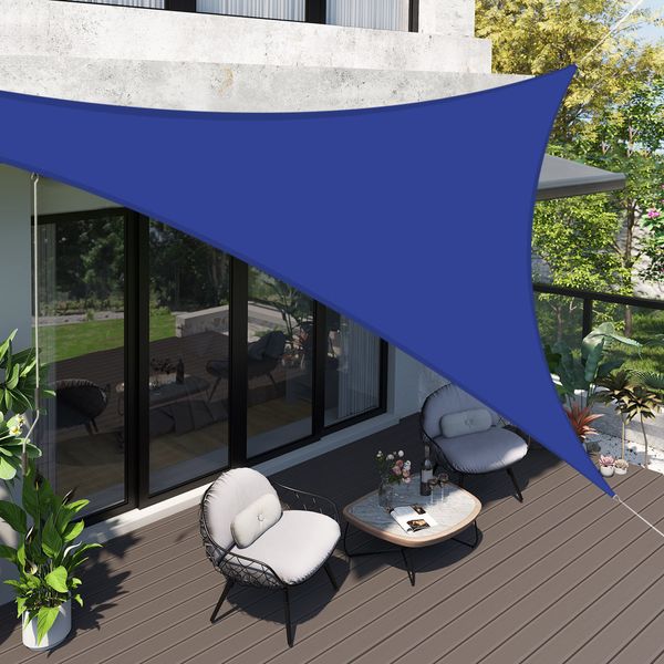 Teynewer Sun Shade Sail Waterproof for Patio Party Backyard Lawn Garden Outdoor Sunscreen Awning 2 x 2 x 2m Triangle Canopy PES Polyester 95% UV Block Shade Cover With Free Wind Rope, Blue