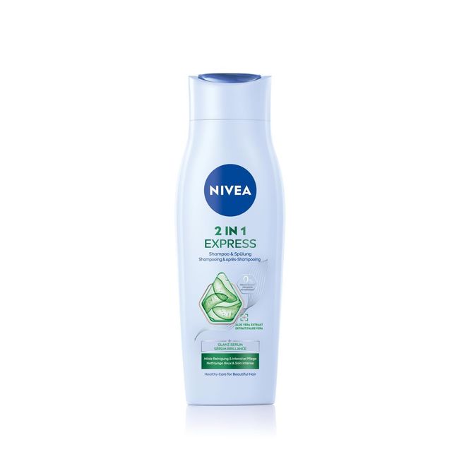 NIVEA 2in1 Express Shampoo & Spülung, intensive Haarpflege mit Aloe Vera und Glanz Serum, Haarshampoo & Spülung für Pflege in Expresszeit (250 ml)