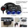 3 Way Cigarette Lighter Socket Splitter, Dual USB Car Charger, Power Adapter 12V
