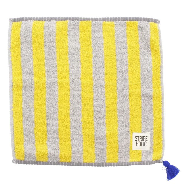 Tanaka Sangyo STRIPE HOLIC Imabari Towel Handkerchief, Made in Japan, Yellow, Approx. 9.8 x 9.8 inches (25 x 25 cm)