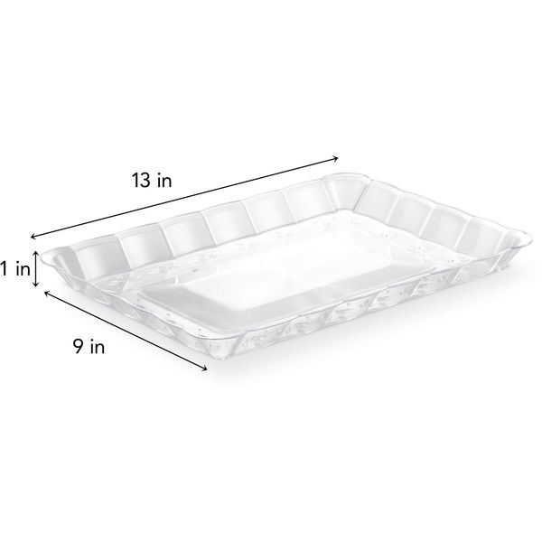 Plasticpro Plastic Serving Trays - Serving Platters Rectangle 9X13 Disposable Party Dish Crystal Clear Pack of 4