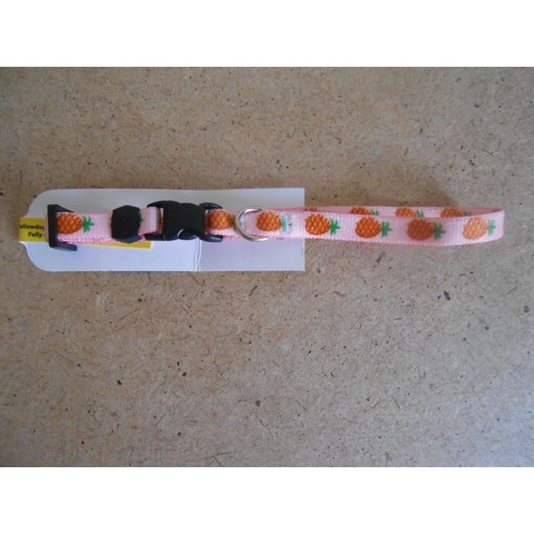 Yellow Dog Design Adjustable Dog Collar Pink With Pineapples X- Small 8" - 12"