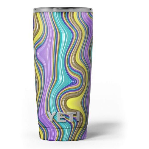 Design Skinz Bright Purple Teal and Mustard Yellow Color Waves - Skin Decal Vinyl Wrap Kit Compatible with The Yeti Rambler Cooler Tumbler Cups