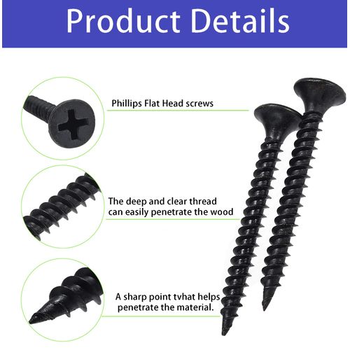 Flat Head Short Screw Assortment Set, M3&M4 Black Phillips Assorted Screws for Wood, Small Wood Self Tapping Screw Fastener Kit for DIY Projects with 30Pcs Drywall Anchors(480Pcs)