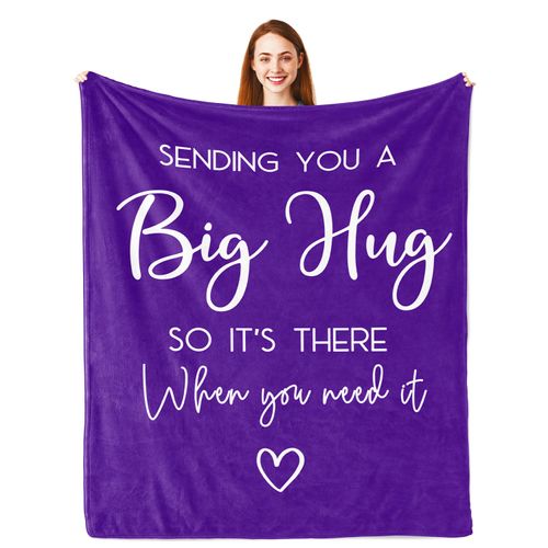 Pubrave Inspirational Gifts for Women, Get Well/Thinking of You/Cheer Up/Birthday Gifts for Women/Girls, Hug/Love Blanket Purple 60x50in