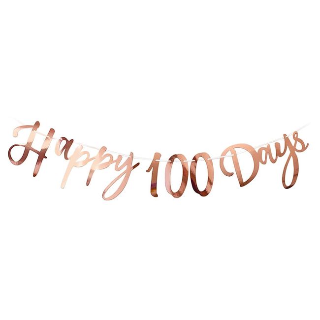 regalo 100th Celebration Letter Banner Garland Decoration HAPPY 100 DAYS Cursive Birthday Photo Alphabet (Rose Gold Mary)