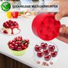 Cherry Pitter Multiple, Quick Release Multi Cherries Stoner Pitter 7-in-1, Push Button Cherr'y Core Pit'ter with Splatter Protector, Pit Remover for Making Jam(Save Time) (Red, Large)