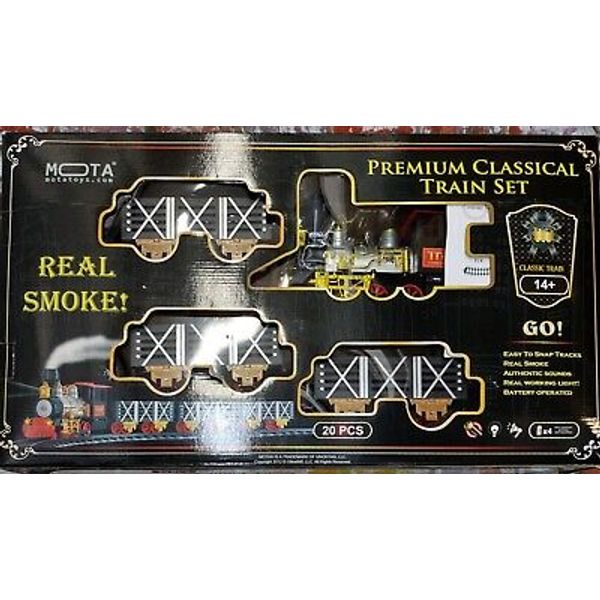 Mota Toys Premium Classic Train Set 20 Pc w/ Real Smoke! New Open Box! Retail$80