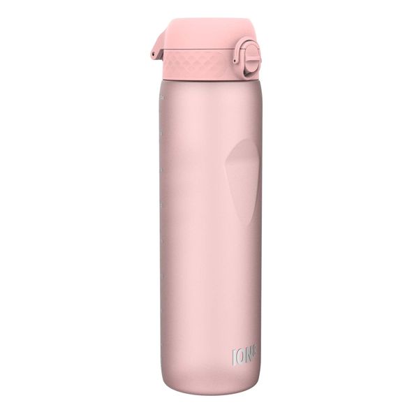 Ion8 1 Litre Water Bottle, Leak Proof, Flip Lid, Carry Handle, Rapid Liquid Flow, Dishwasher Safe, BPA Free, Soft Touch Contoured Grip, Ideal for Sports, Carbon Neutral Recyclon, Rose Quartz Pink