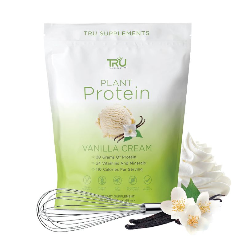 TRU Plant Based Protein Powder, BCAA, EAA, 20g Vegan Protein, 100 ...