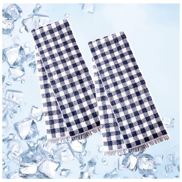 Cool Towel Gingham Check, Navy, 2 Pack