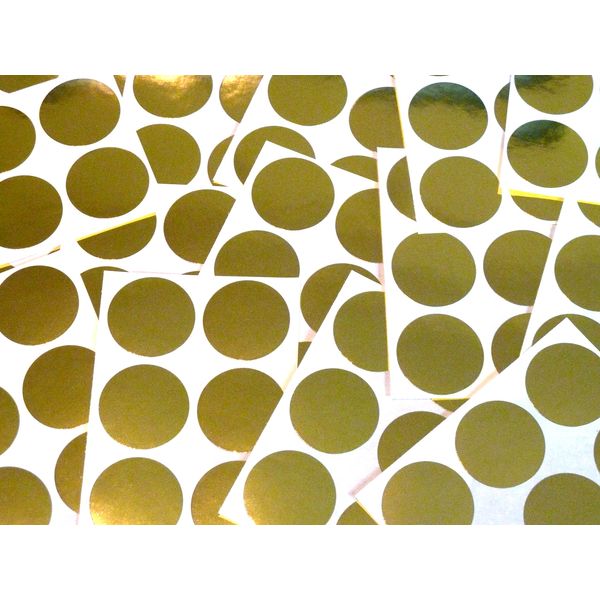 90 Labels, 33mm Diameter Round, Shiny Gold, Colour Code Stickers, Self-Adhesive Sticky Coloured Dots
