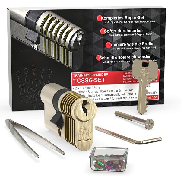 MULTIPICK Trainings Cylinder Lockpicking Set - [incl. 50-pce Pinning Kit] Lock picking Kit - Lock Pick - Lock Picks - Lockpicking Sets - Lockpicking Training Set & Lock Picking Set for Beginners