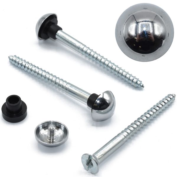 Chrome Capped Mirror Screws - 50mm (Pack of 4)