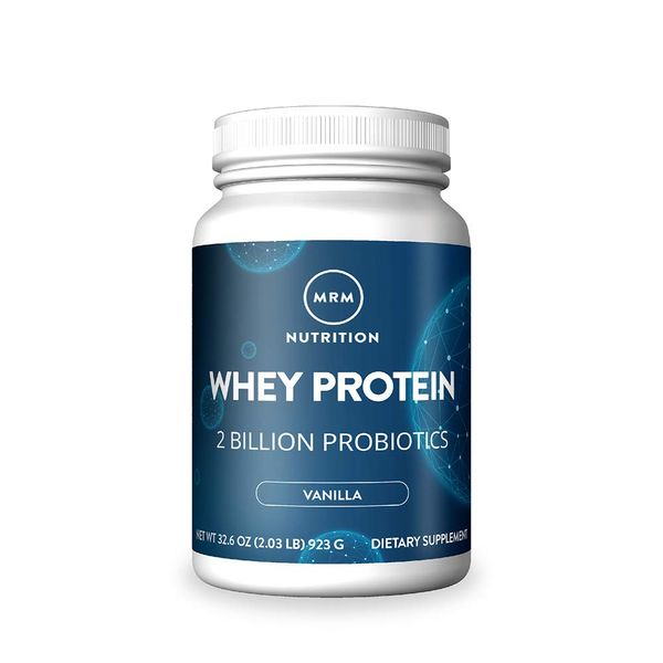 MRM Nutrition Whey Protein | Vanilla Flavored |18g Protein | with 2 Billion probiotics + Digestive enzymes + BCAAs | High Absorption + Digestion | Hormone + antibiotic Free | 33 Servings