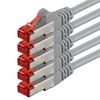 1aTTack.de 2m Cat6 Ethernet Cable Lan Patch Cat 6 Cables Internet Rj45 Plug 1Gbit/s SFTP PIMF for switch, router, modem, computer, gaming, tv, patchfields - gray - 5 pieces 2m