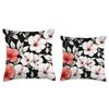 White & Pink Hibiscus Flowers on Black Background Throw Pillow