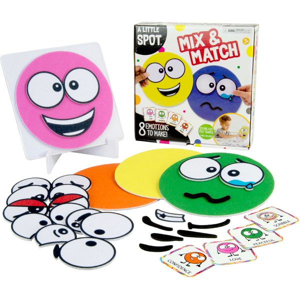 TOMY A Little Spot Mix and Match Kids' Craft Kit - Social Emotional Learning Activities - Sensory Play with Soft Felt Emotion Spots, Double-Sided Cards, and Easel - Based On The Books by Diane Alber