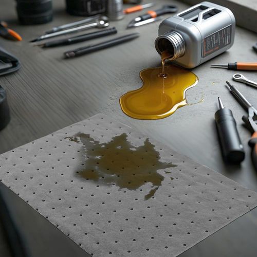Saycker Oil Absorbent Pads,High Absorbency Microfiber Polypropylene Absorbing Pads,Oil Spill Mat for Absorbing Protecting Home Garage Basement,10''x13'',Dimpled Pad Garage Accessories(50Pcs)