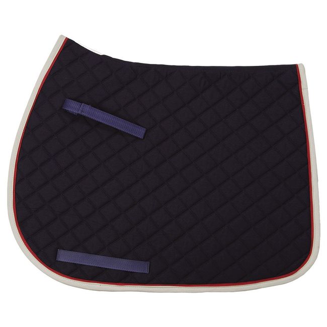 TuffRider Basic All Purpose Saddle Pad w/Trim and Piping - Navy/Gray/Burgundy Standard