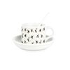 Scattered Bees Cup & Saucer Set with Spoon - Bumblebees Patterned Ceramic White Mug Coffee/Tea Hot Drinks Present Gift