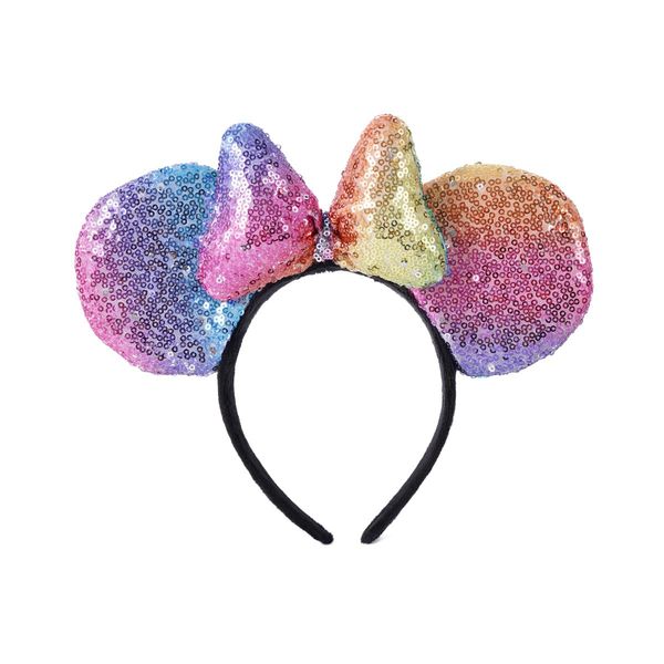 YOVECATHOU Mouse Deluxe Ear Bow Headbands Sequins Hairbands Women Hair Accessories For Cosplay Costume Party (Light Colorful)