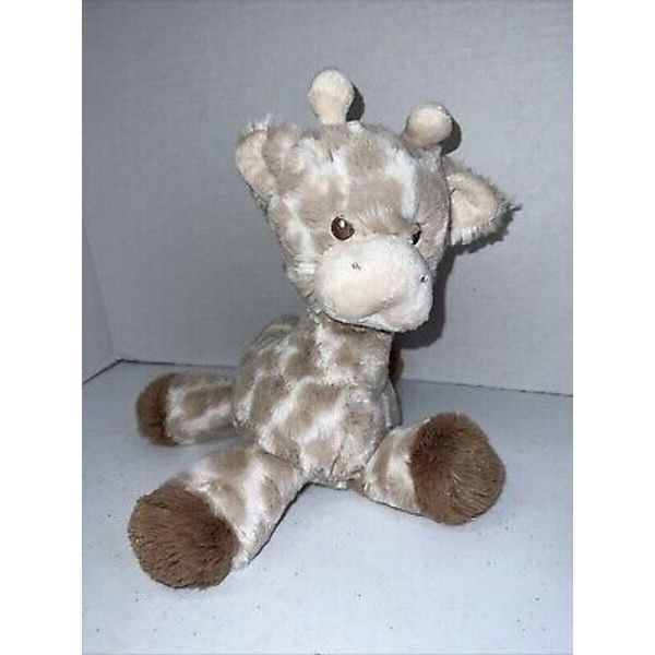 Giraffe Plush White Brown Stuffed Animal Baby Rattle Soft Toy Ebba Aurora 10"