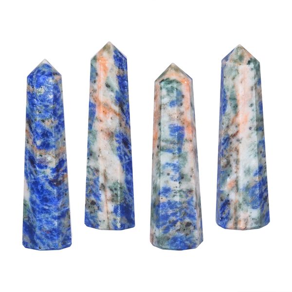 Sodalite Crystal Points - Chakra Wand - Crystals and Gemstones - Decorative Stones - Crystal Wands - Healing Crystals - Spiritual Decor - Crystal Set - Meditation Accessories