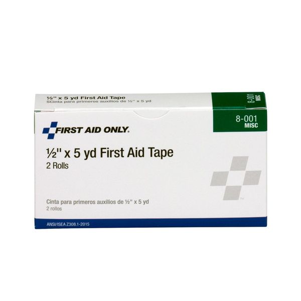 First Aid Only 8-001 Medical Adhesive Tape Roll, 2-1/2 yds Length x 1/2 Width (Box of 2)