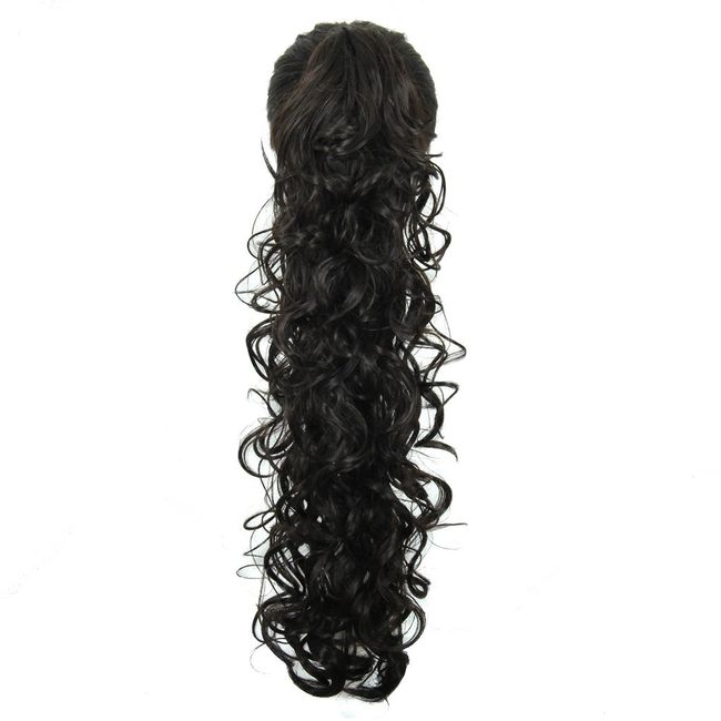 KUKI 31" Ponytail Hair Extension Jaw Long Curly Clip Synthetic Hair Extension Hair Piece Naturel, 2