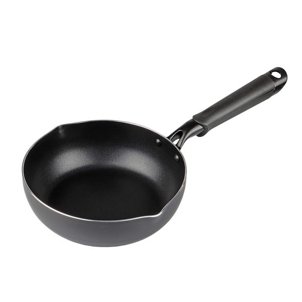 BLKP AZ-5005 Pearl Metal Extra Deep Frying Pan, 7.9 inches (20 cm), Induction Heating (IH) Compatible, Limited, Matte Black, Deep Type, Black