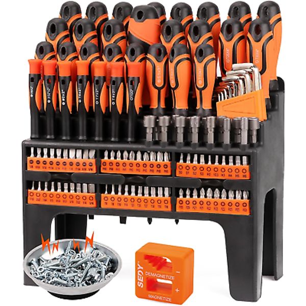 124-Piece Ultimate Screwdriver Set-Allen Keys-Magnetizer-Magnetic Trays