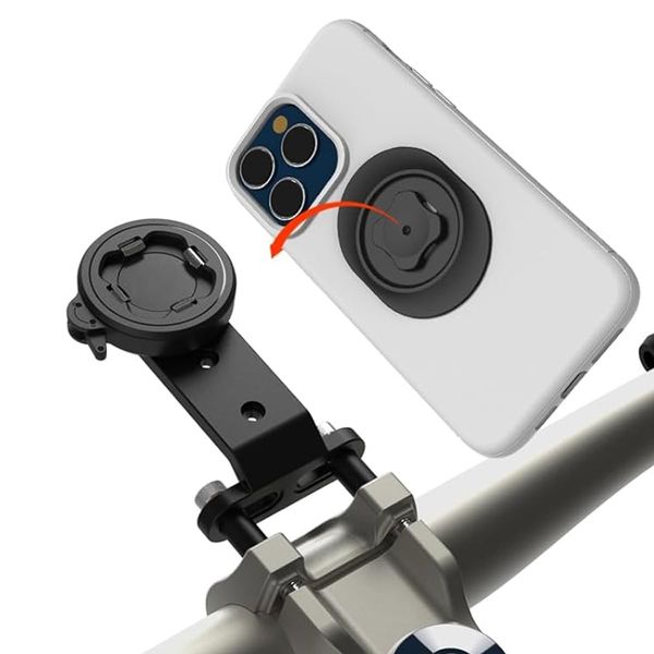 Out-Front Bike Stem Phone Mount, Quick-Release Bike Phone Mount for Mountain Bike Road Bike Scooter, Upgraded Aluminum Bicycle Phone Holder with Adhesive Adapter for 4.7-7.0" Smartphones and iPhone