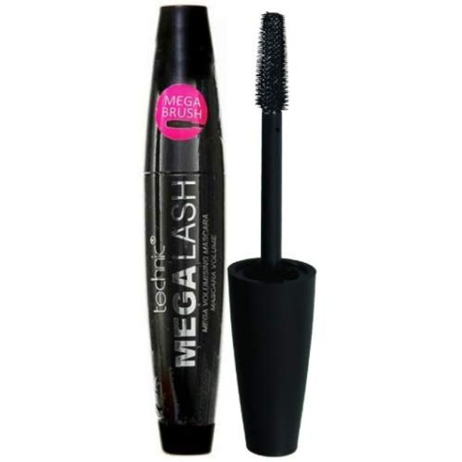 Technic Mega Lash Volumising Black Mascara Water Resistant With Mega Brush, 14ml