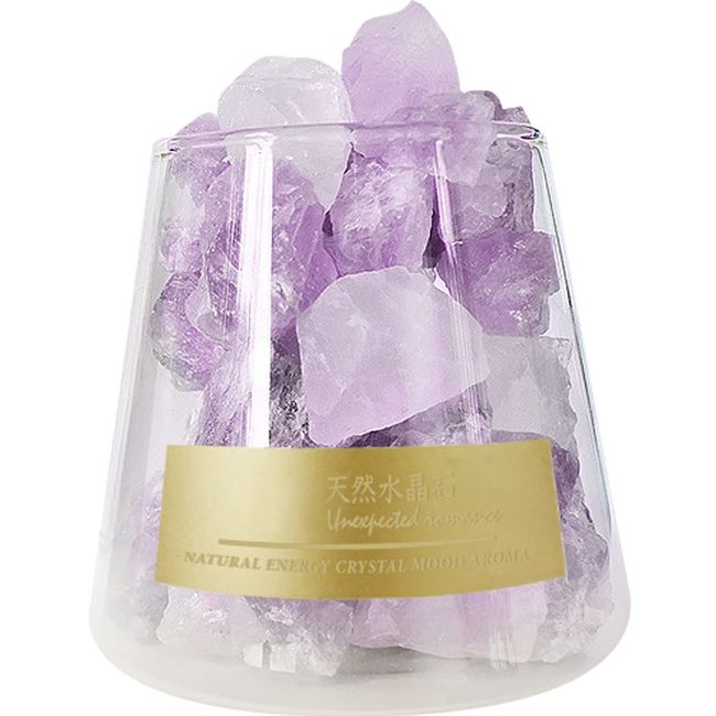 YUYAKESHI Aroma Stone Glass Cup Natural Crystal, Mixed Crystal, Air Purification Crystal, For Aroma Oils, Entryway, Interior (Amethyst, M)