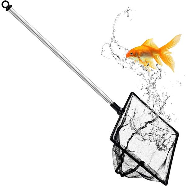 Grepol-V Aquarium Fish Net, 8 Inch Fine Mesh Fish Tank with Extendable 9-24 inch Long Handle