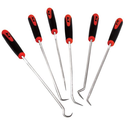 Performance Tool W942 Multi-Shaped and Angled Hook and Pick Tool Set for Garages and Workshops, Black, 6 pieces