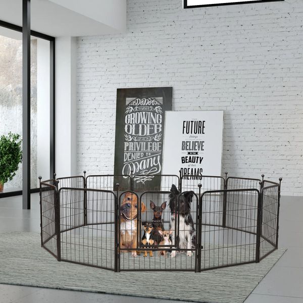 Dog Playpen Crate 12 Panel Fence Pet Play Pen Exercise Puppy Kennel Cage Yard US