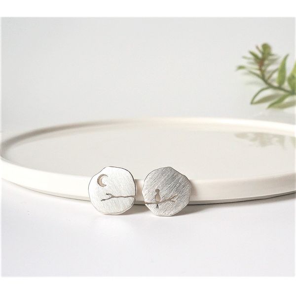 [espera] Silver Coin Stud Earrings