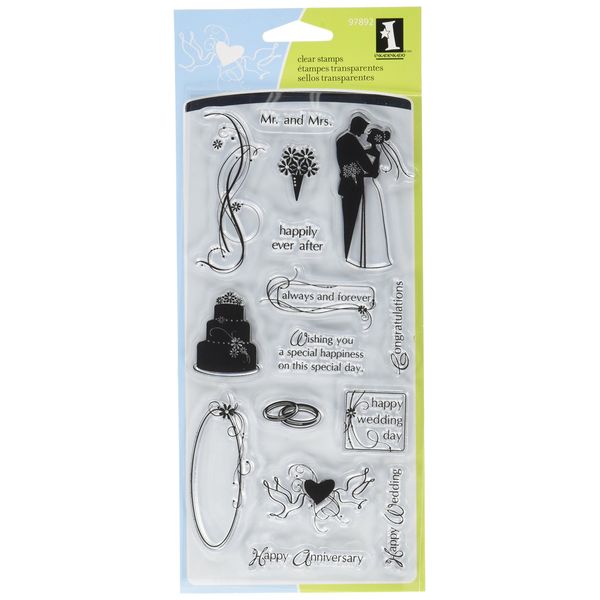 Inkadinkado Clear Stamp Set for Wedding Invitations and Cards, 15pc