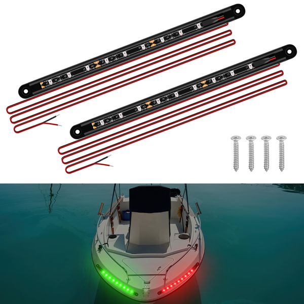 RVZONE Boat Navigation Lights, Navigation Lights for Boats Led, Boat Lights for Night Fishing, Boat Red and Green Bow Lights, Deck Lights for Marine, Yacht, Kayak, Bass Boat, Pontoon Boat